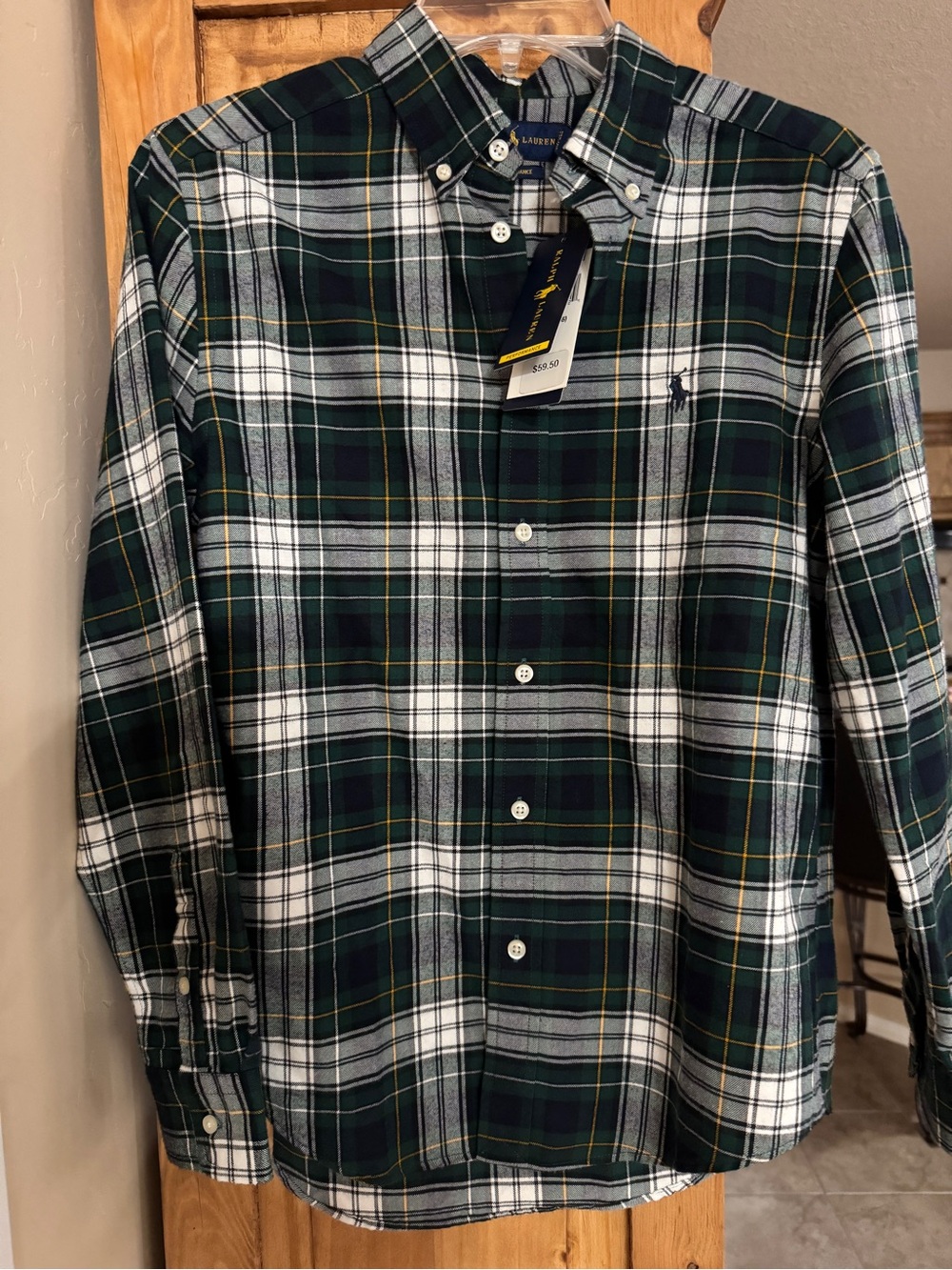 NWT Polo Ralph Lauren Boys L 14-16 Performance Plaid Flannel Shirt
